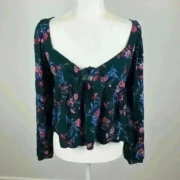American Eagle Floral Tie Front Top Size Small - Picture 1 of 8